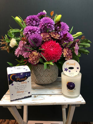 Good Friends Flowers & Candle Gift $99 - $119